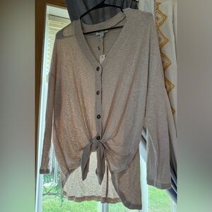 She + Sky Cream Button-Down Blouse